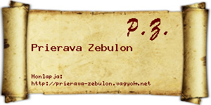 Prierava Zebulon névjegykártya